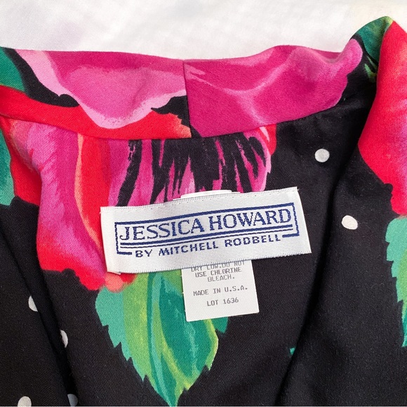 Vintage Jessica Howard by Mitchell Rodbell floral polka dot career dress - Picture 12 of 15